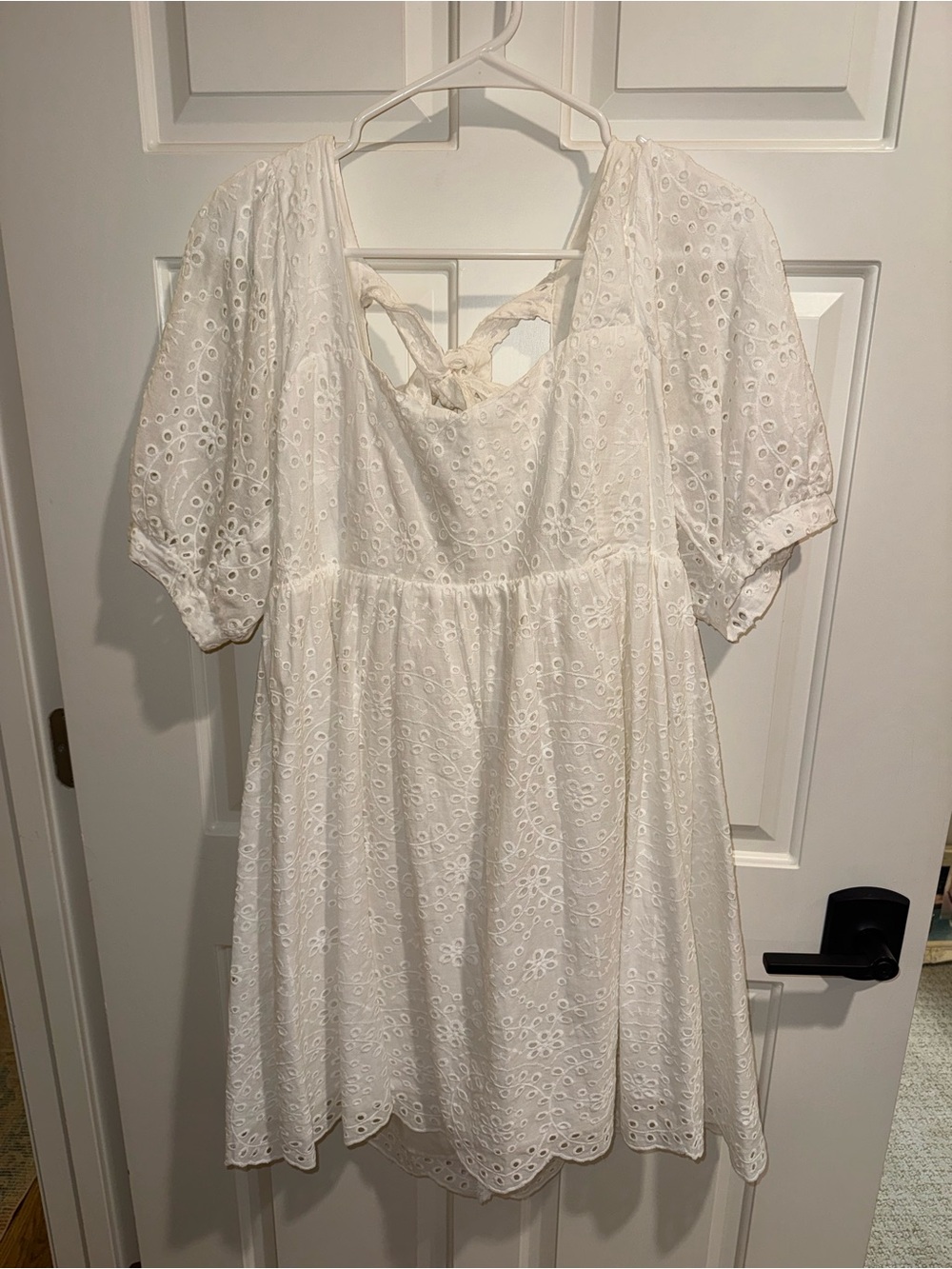 NWT Chelsea & Violet White Eyelet Babydoll Dress Large Bow in Back